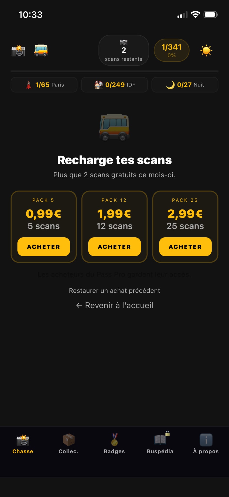 Recharge de scans Bus Hunter